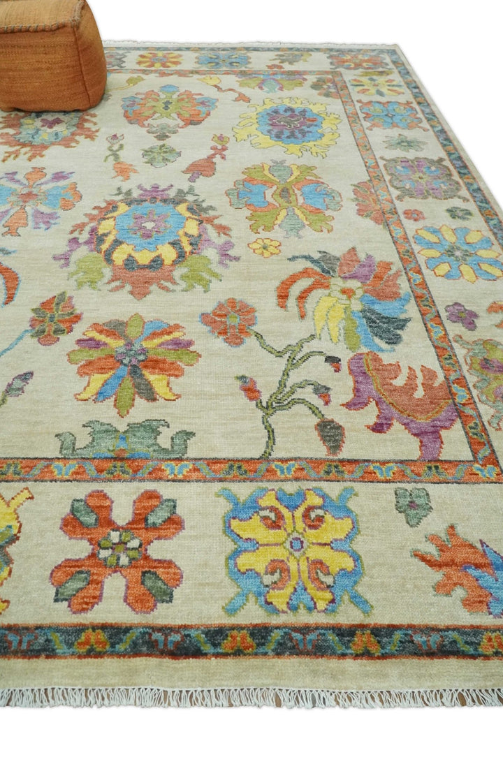 Hand Knotted 5x8, 6x9, 8x10, 9x12, 10x14, 12x15 Ivory, Rust and Gray Traditional Persian Wool Area Rug | TRDCP979 - The Rug Decor