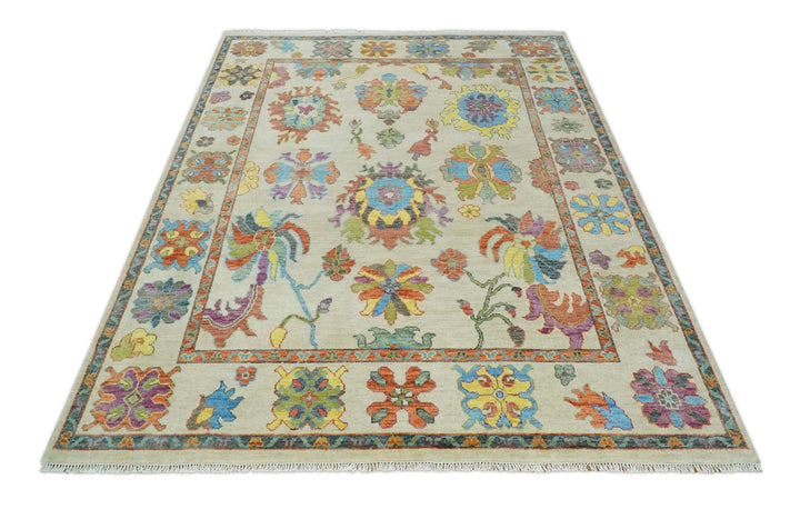 Hand Knotted 5x8, 6x9, 8x10, 9x12, 10x14, 12x15 Ivory, Rust and Gray Traditional Persian Wool Area Rug | TRDCP979 - The Rug Decor