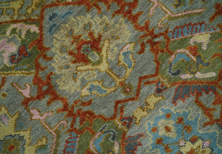 Hand knotted 5x8, 6x9, 8x10, 9x12, 10x14 and 12x15 All Wool Olive, Rust and Gray Traditional Antique Moss Persian Oushak Area Rug | TRDCP1006912 - The Rug Decor