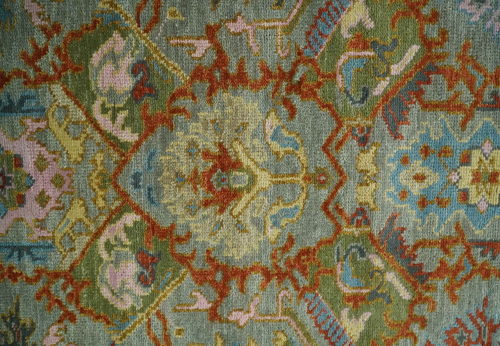 Hand knotted 5x8, 6x9, 8x10, 9x12, 10x14 and 12x15 All Wool Olive, Rust and Gray Traditional Antique Moss Persian Oushak Area Rug | TRDCP1006912 - The Rug Decor