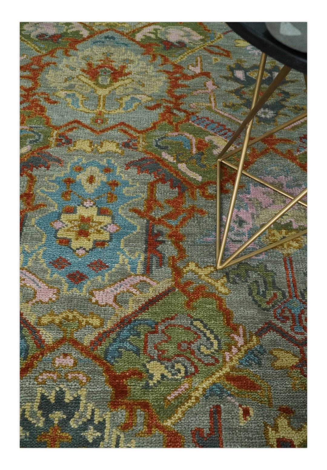 Hand knotted 5x8, 6x9, 8x10, 9x12, 10x14 and 12x15 All Wool Olive, Rust and Gray Traditional Antique Moss Persian Oushak Area Rug | TRDCP1006912 - The Rug Decor