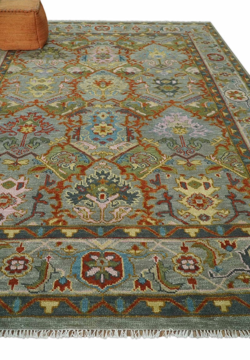 Hand knotted 5x8, 6x9, 8x10, 9x12, 10x14 and 12x15 All Wool Olive, Rust and Gray Traditional Antique Moss Persian Oushak Area Rug | TRDCP1006912 - The Rug Decor