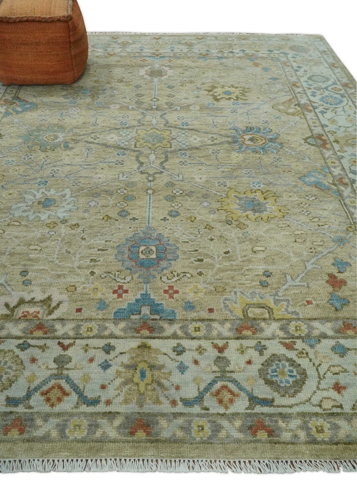 Hand Knotted 5x8, 6x9, 8x10, 9x12, 10x14 and 12x15 Beige, Ivory and Gray Traditional Persian Oushak Wool Rug | TRDCP899 - The Rug Decor