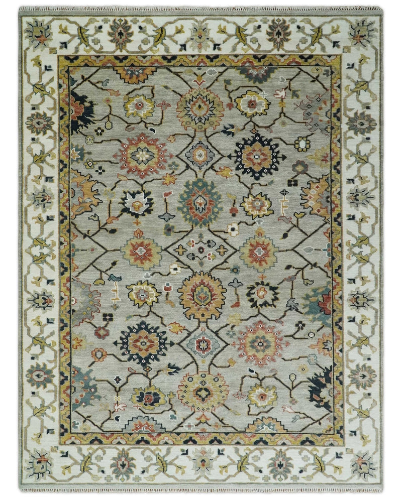 Hand Knotted 5x8, 6x9, 8x10, 9x12, 10x14 and 12x15 Beige, Mustard and Ivory Traditional Persian Oushak Wool Rug | TRDCP901 - The Rug Decor