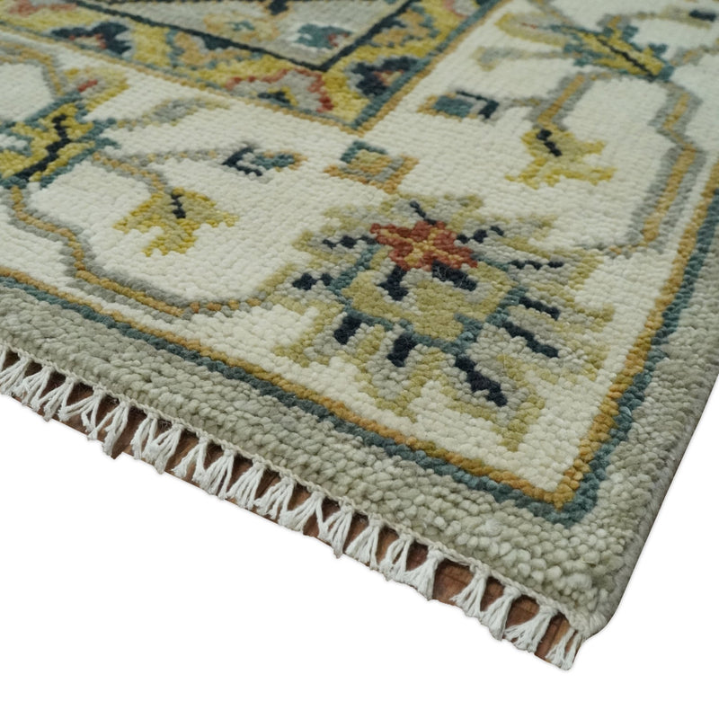Hand Knotted 5x8, 6x9, 8x10, 9x12, 10x14 and 12x15 Beige, Mustard and Ivory Traditional Persian Oushak Wool Rug | TRDCP901810 - The Rug Decor