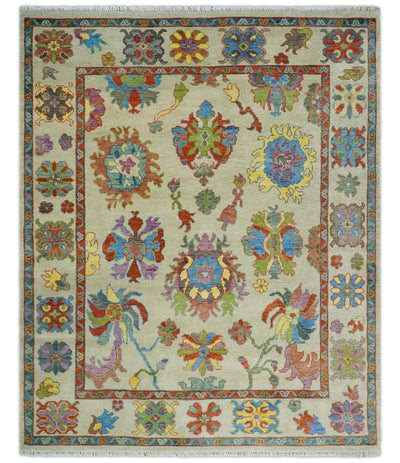 Hand Knotted 5x8, 6x9, 8x10, 9x12, 10x14 and 12x15 Beige with multicolor Traditional Oushak Wool Rug | TRDCP1348 - The Rug Decor