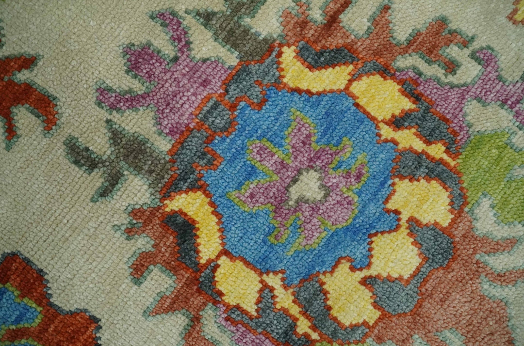 Hand Knotted 5x8, 6x9, 8x10, 9x12, 10x14 and 12x15 Beige with multicolor Traditional Oushak Wool Rug | TRDCP1348 - The Rug Decor