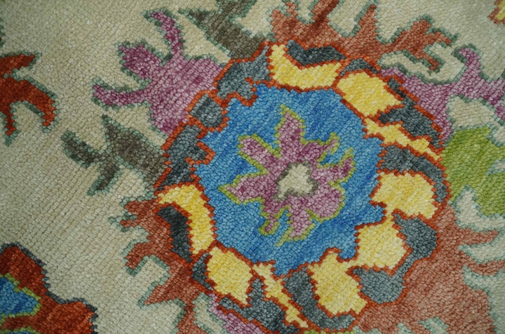 Hand Knotted 5x8, 6x9, 8x10, 9x12, 10x14 and 12x15 Beige with multicolor Traditional Oushak Wool Rug | TRDCP1348 - The Rug Decor