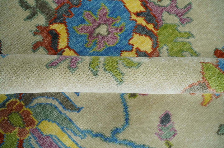Hand Knotted 5x8, 6x9, 8x10, 9x12, 10x14 and 12x15 Beige with multicolor Traditional Oushak Wool Rug | TRDCP1348 - The Rug Decor