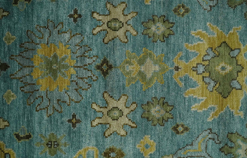 Hand Knotted 5x8, 6x9, 8x10, 9x12, 10x14 and 12x15 Blue and Gold Traditional Persian Oushak Wool Rug | TRDCP894810 - The Rug Decor