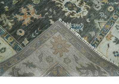 Hand Knotted 5x8, 6x9, 8x10, 9x12, 10x14 and 12x15 Charcoal and Ivory Traditional Persian Oushak Wool Rug | TRDCP1024810 - The Rug Decor