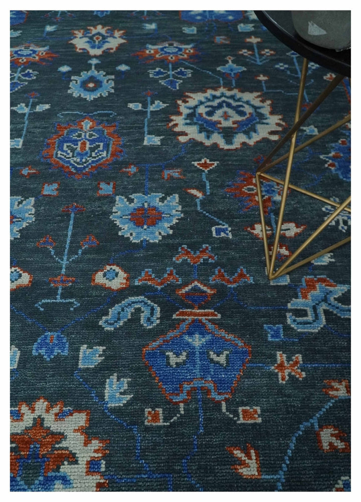 Hand Knotted 5x8, 6x9, 8x10, 9x12, 10x14 and 12x15 Charcoal, Blue and Ivory Traditional Persian Oushak Wool Rug | TRDCP1089 - The Rug Decor