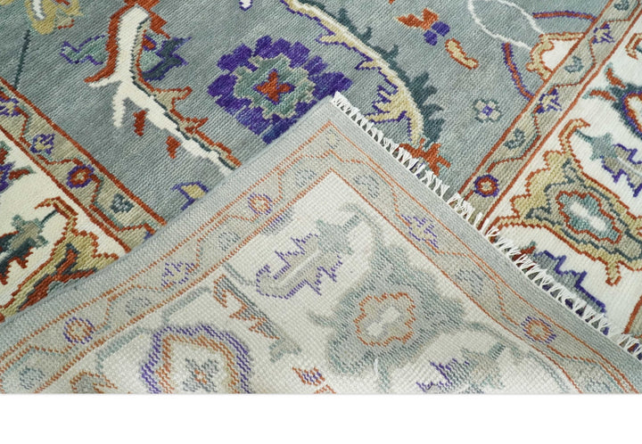 Hand Knotted 5x8, 6x9, 8x10, 9x12, 10x14 and 12x15 Gray and Ivory Traditional Persian Oushak Wool Rug | TRDCP1001912 - The Rug Decor