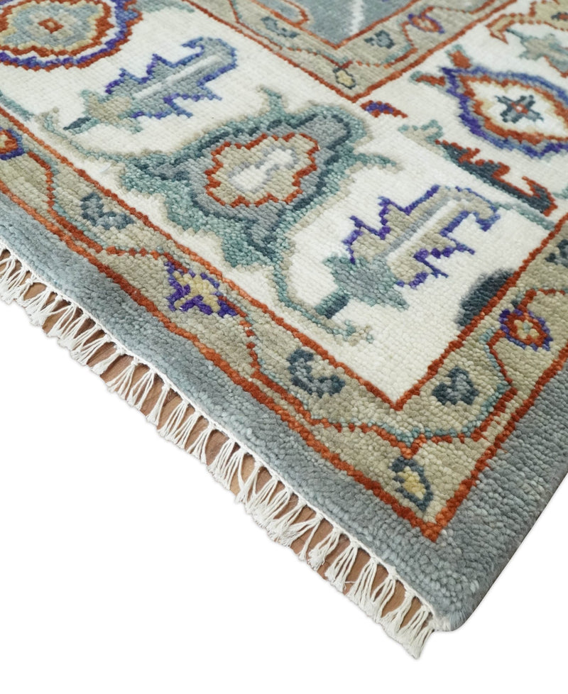 Hand Knotted 5x8, 6x9, 8x10, 9x12, 10x14 and 12x15 Gray and Ivory Traditional Persian Oushak Wool Rug | TRDCP1001912 - The Rug Decor