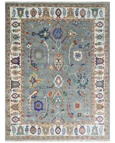 Hand Knotted 5x8, 6x9, 8x10, 9x12, 10x14 and 12x15 Gray and Ivory Traditional Persian Oushak Wool Rug | TRDCP1001912 - The Rug Decor