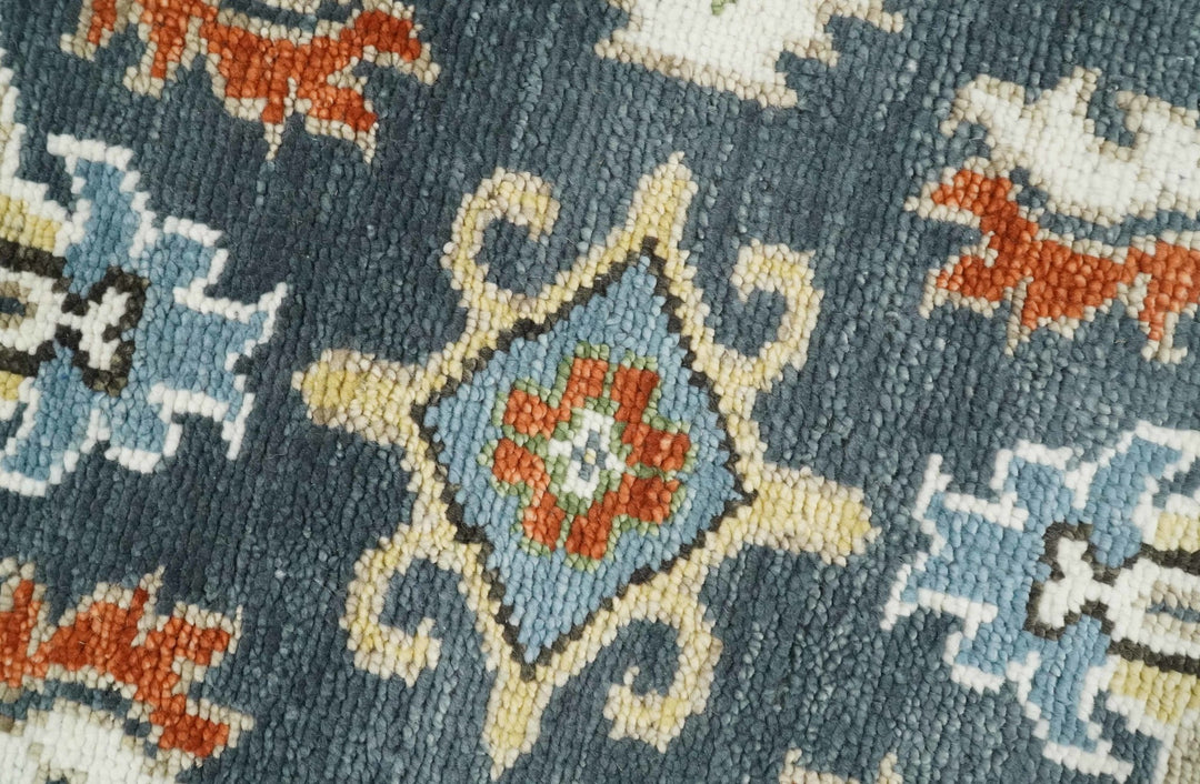 Hand Knotted 5x8, 6x9, 8x10, 9x12, 10x14 and 12x15 Teal, Blue and Ivory Traditional Persian Oushak Wool Rug | TRDCP726 - The Rug Decor