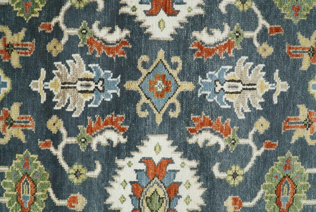 Hand Knotted 5x8, 6x9, 8x10, 9x12, 10x14 and 12x15 Teal, Blue and Ivory Traditional Persian Oushak Wool Rug | TRDCP726 - The Rug Decor