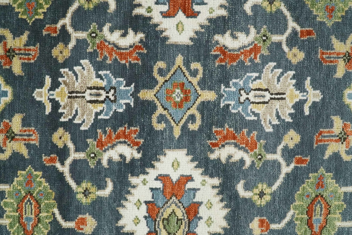 Hand Knotted 5x8, 6x9, 8x10, 9x12, 10x14 and 12x15 Teal, Blue and Ivory Traditional Persian Oushak Wool Rug | TRDCP726 - The Rug Decor