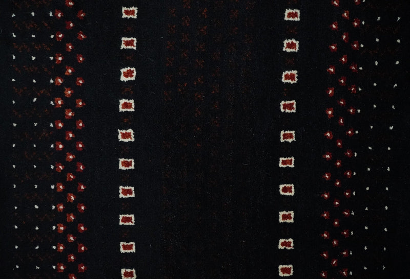 Hand Knotted 5x8 Black, Ivory and Red Wool Traditional Vintage Antique Southwestern Lori Gabbeh Rug| TRDPC5 - The Rug Decor