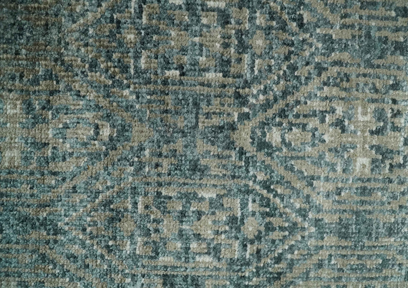 Hand Knotted 5x8 Brown, Teal and Ivory Antique Persian Style Contemporary Bamboo Silk Area Rug | OP100 - The Rug Decor