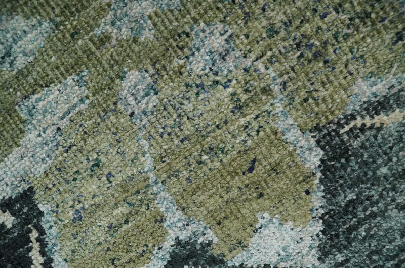 Hand Knotted 5x8 Charcoal, Beige and Teal Floral Persian made of Recycled Silk Area Rug | OP122 - The Rug Decor
