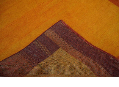 Hand Knotted 5x8 Gold and Rust Stripes Wool Traditional Antique Southwestern Lori Gabbeh | TRDPC24 - The Rug Decor