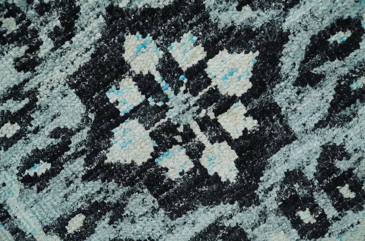 Hand Knotted 5x8 Ivory, Silver and Black Antique Persian Geometric Style Contemporary Bamboo Silk Area Rug | OP110 - The Rug Decor