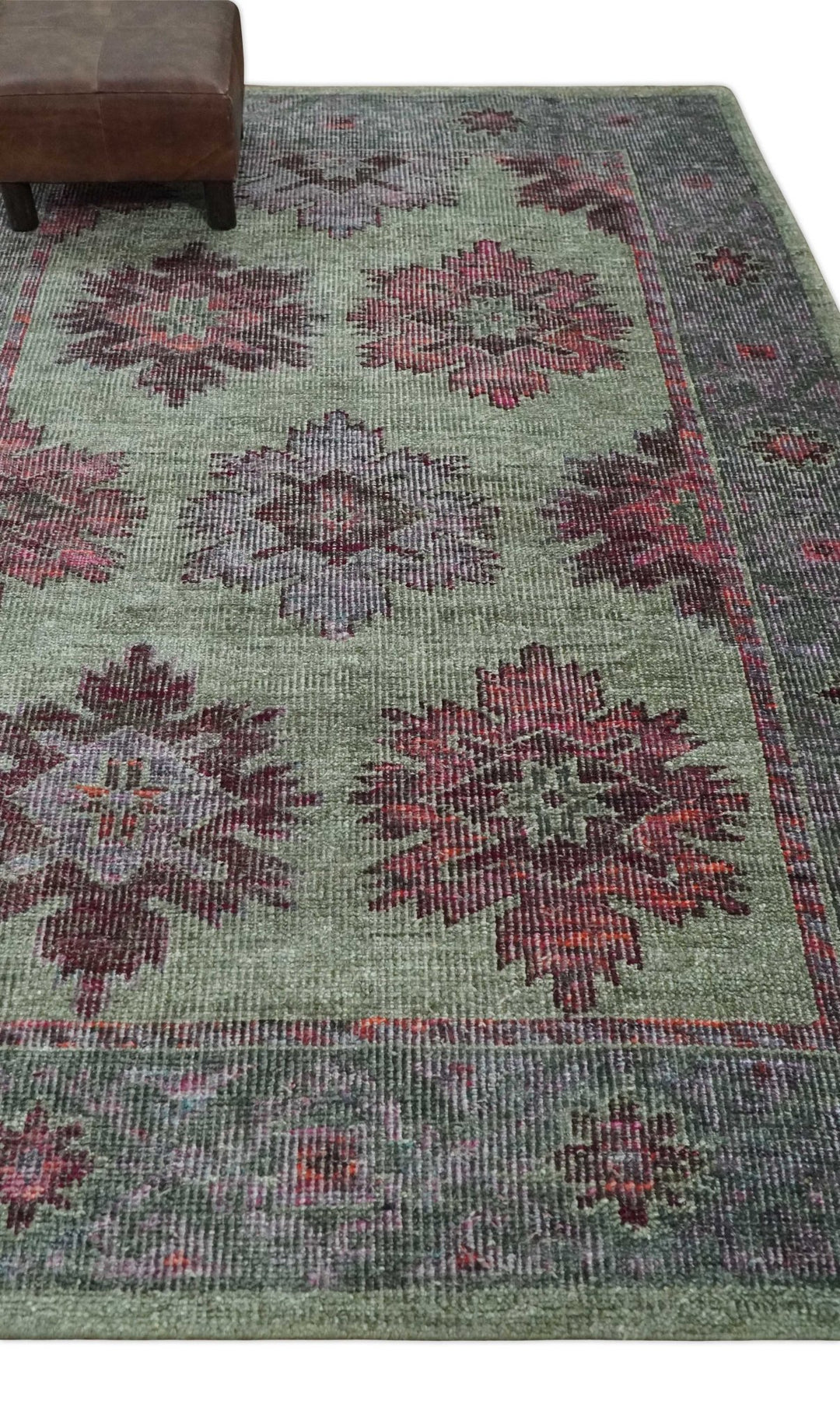 Hand Knotted 5x8 Pink, Purple and Green Persian made of Recycled Silk Area Rug | OP108 - The Rug Decor