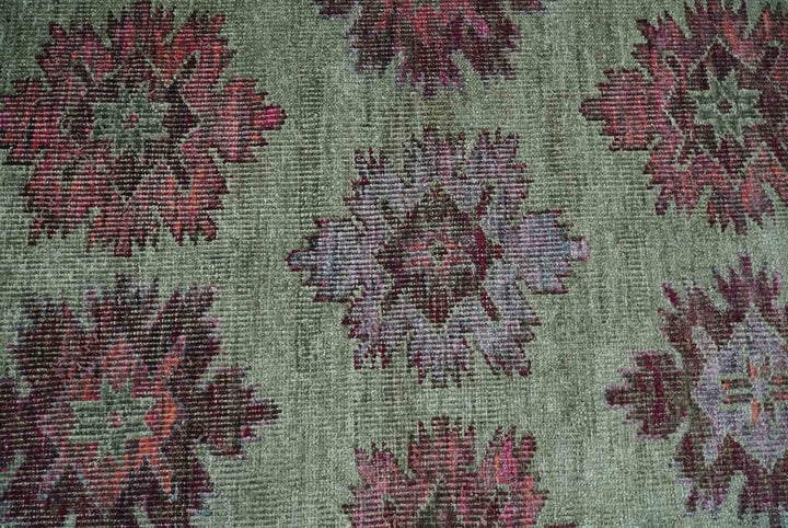 Hand Knotted 5x8 Pink, Purple and Green Persian made of Recycled Silk Area Rug | OP108 - The Rug Decor