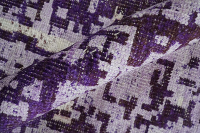 Hand Knotted 5x8 Purple, Violet and Ivory Modern Abstract Contemporary Recycled Silk Area Rug | OP131 - The Rug Decor