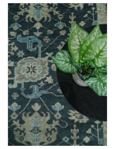 Hand Knotted 5x8 Vintage Oriental Oushak Blue and Camel Wool Area Rug | TRDCP8B - The Rug Decor