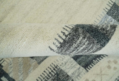 Hand Knotted 6x8 Beige and Charcoal Stripes Wool Traditional Southwestern Lori Gabbeh | TRDPC14 - The Rug Decor