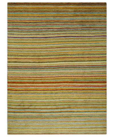 Hand Knotted 6x8 Multicolor Stripes Wool Traditional Antique Southwestern Lori Gabbeh Rug | TRDPC34 - The Rug Decor