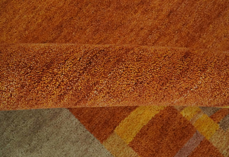 Hand Knotted 6x8 Rust, Beige and Yellow Stripes Wool Traditional Southwestern Lori Gabbeh | TRDPC15 - The Rug Decor
