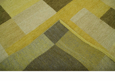 Hand Knotted 6x8 Yellow, Olive and Ivory Stripes Wool Antique Traditional Southwestern Lori Gabbeh Rug | TRDPC35 - The Rug Decor