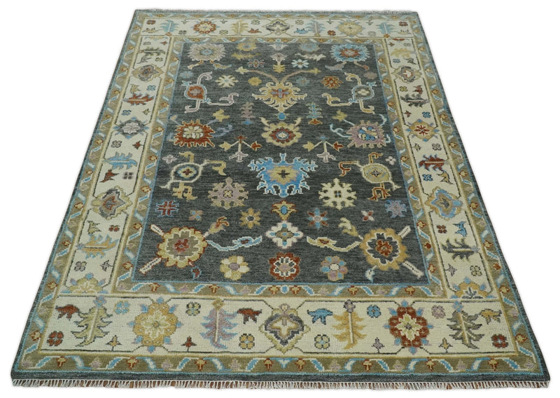 Hand Knotted 6x9, 8x10, 9x12, 10x14 and 12x15 Grayl and Ivory Traditional Persian Oushak Wool Rug | TRDCP825 - The Rug Decor