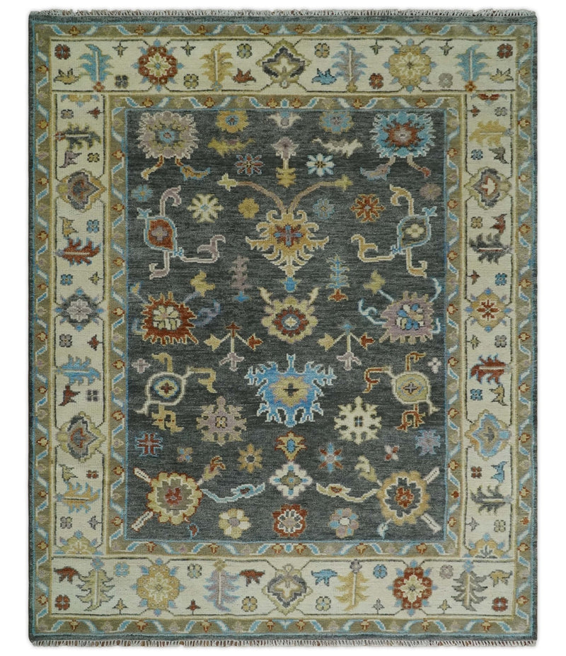 Hand Knotted 6x9, 8x10, 9x12, 10x14 and 12x15 Grayl and Ivory Traditional Persian Oushak Wool Rug | TRDCP825 - The Rug Decor