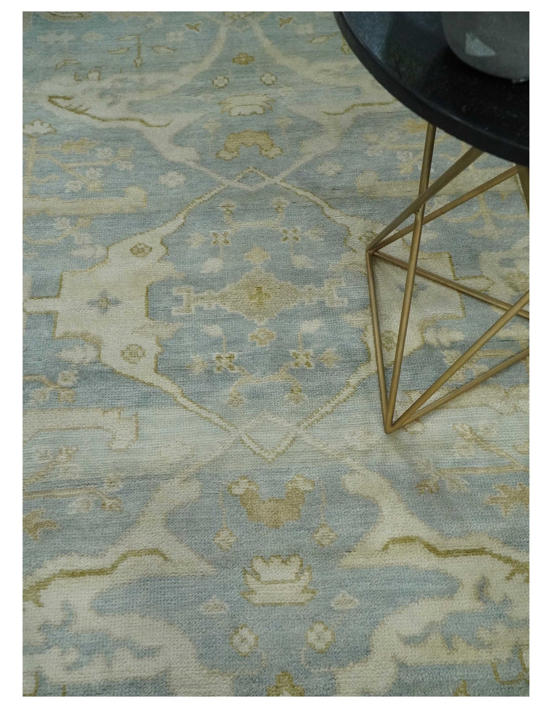 Hand Knotted 6x9 Oriental Oushak Turkish Style Silver and Beige Wool Area Rug - The Rug Decor