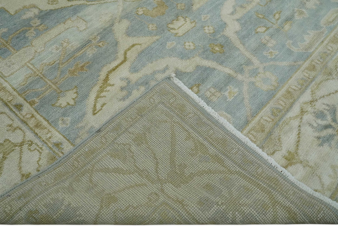 Hand Knotted 6x9 Oriental Oushak Turkish Style Silver and Beige Wool Area Rug - The Rug Decor