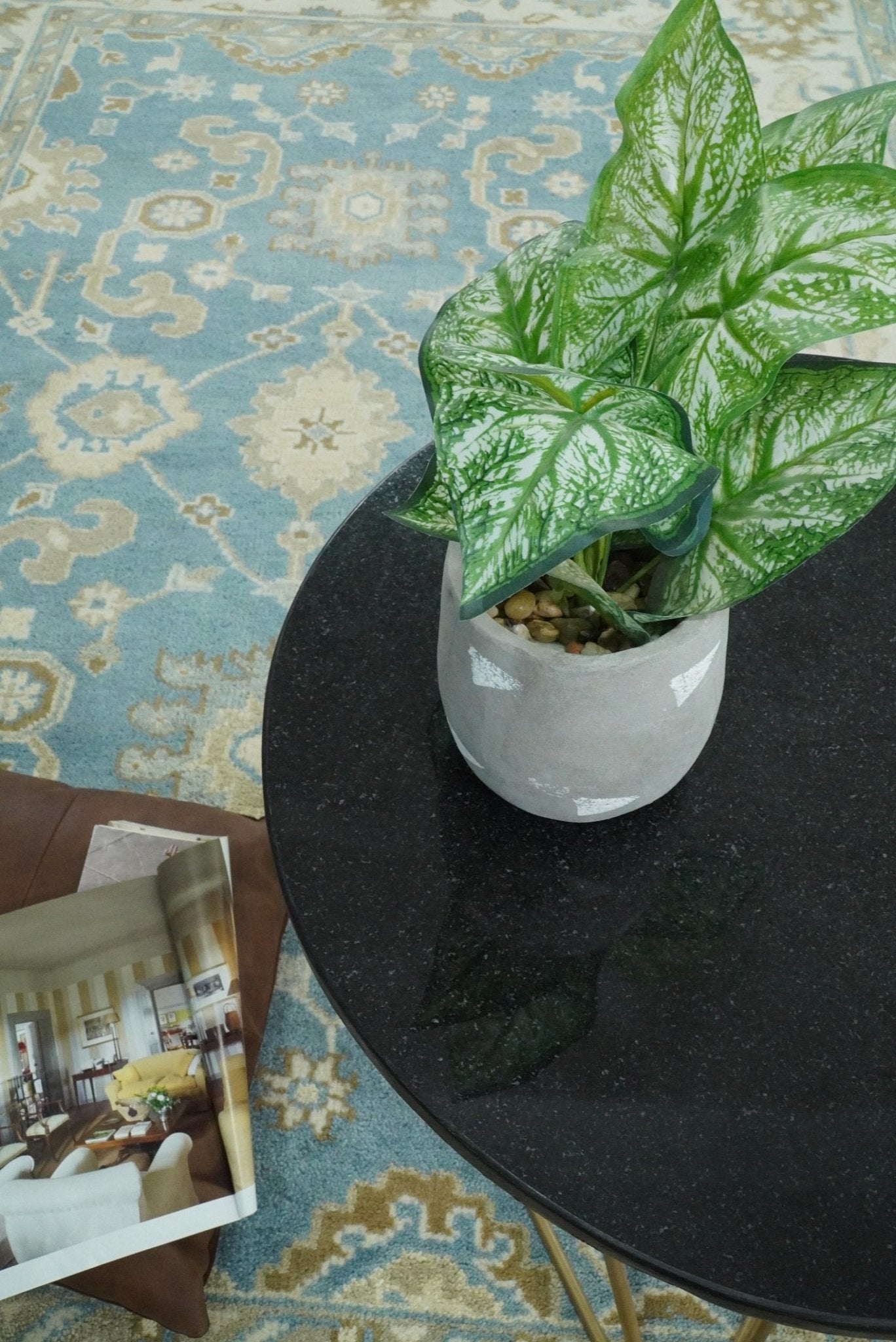 Hand Knotted 6x9 Vintage Oriental Oushak Blue and Beige Wool Area Rug | TRDCP1669 - The Rug Decor