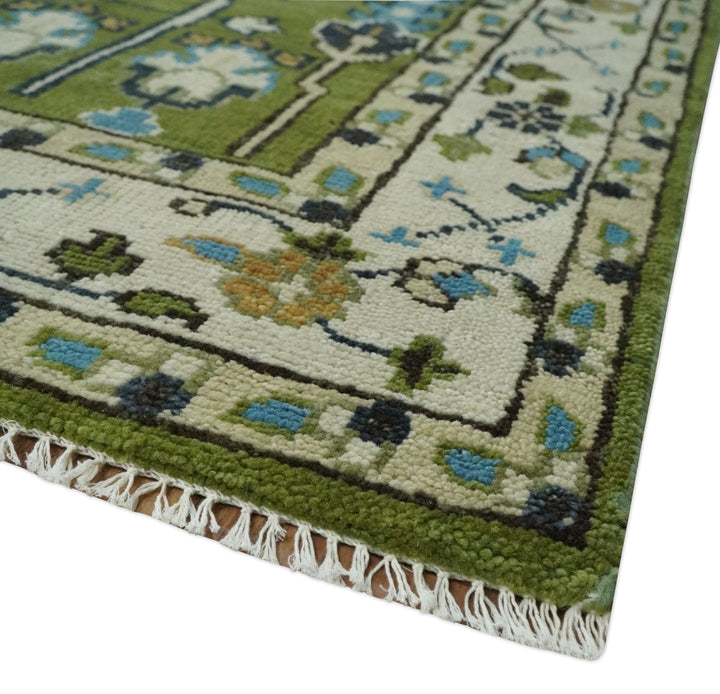 Hand Knotted 8x10, 9x12 Royal Green and Ivory Traditional Turkish Style Tree Of Life Wool Area Rug - The Rug Decor