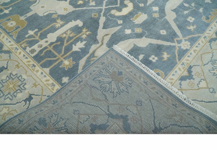Hand Knotted 8x10 antique style Oriental Oushak Gray, Ivory and Beige Wool Area Rug - The Rug Decor