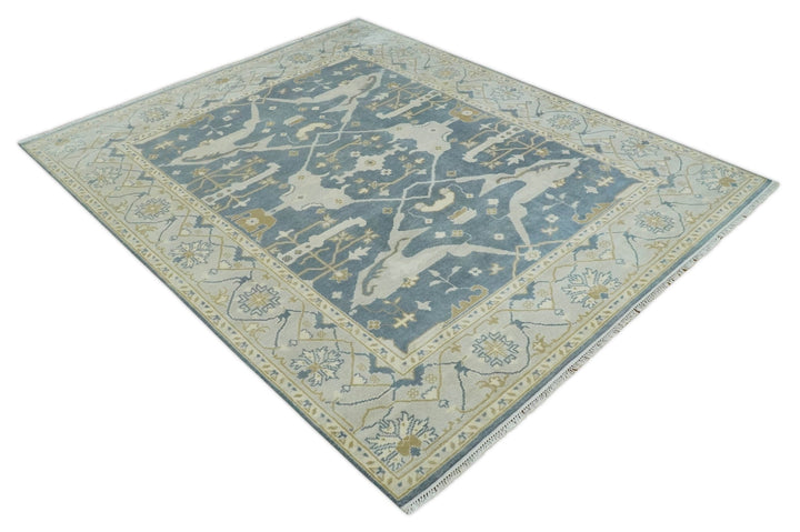 Hand Knotted 8x10 antique style Oriental Oushak Gray, Ivory and Beige Wool Area Rug - The Rug Decor