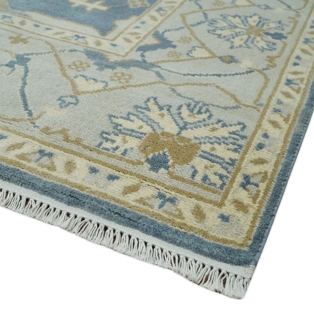 Hand Knotted 8x10 antique style Oriental Oushak Gray, Ivory and Beige Wool Area Rug - The Rug Decor