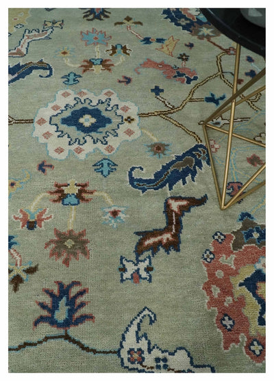 Hand knotted 8x10 Beige and Ivory vibrant Colorful Oushak Wool Area Rug - The Rug Decor