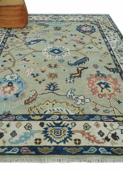 Hand knotted 8x10 Beige and Ivory vibrant Colorful Oushak Wool Area Rug - The Rug Decor