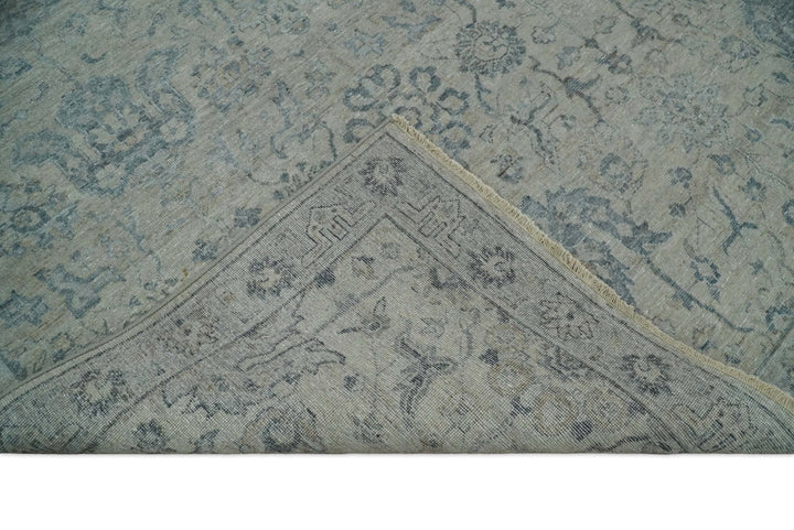 Hand Knotted 8x10 Beige and Silver Traditional Oxidized Textured Low Pile Wool Rug | TRD2278810 - The Rug Decor