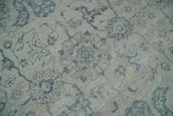 Hand Knotted 8x10 Beige and Silver Traditional Oxidized Textured Low Pile Wool Rug | TRD2278810 - The Rug Decor