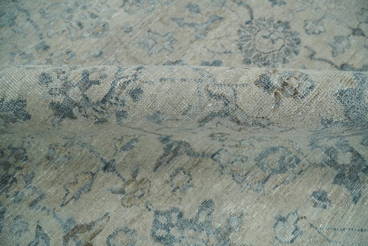 Hand Knotted 8x10 Beige and Silver Traditional Oxidized Textured Low Pile Wool Rug | TRD2278810 - The Rug Decor