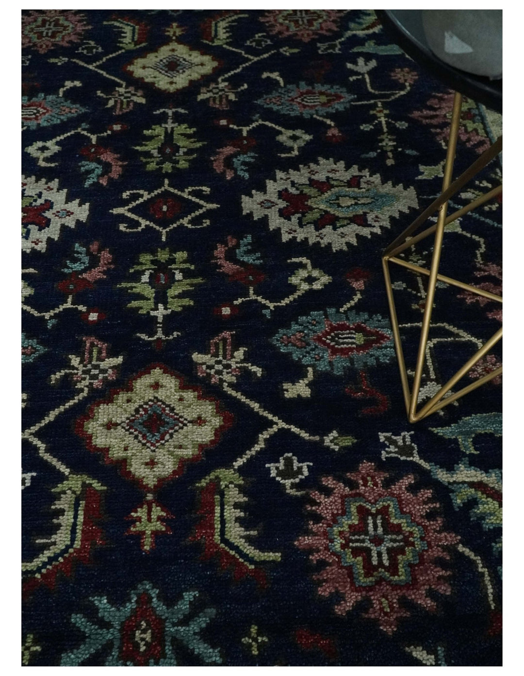 Hand Knotted 8x10 Black, Rust and Beige Antique Oushak Wool Area Rug - The Rug Decor